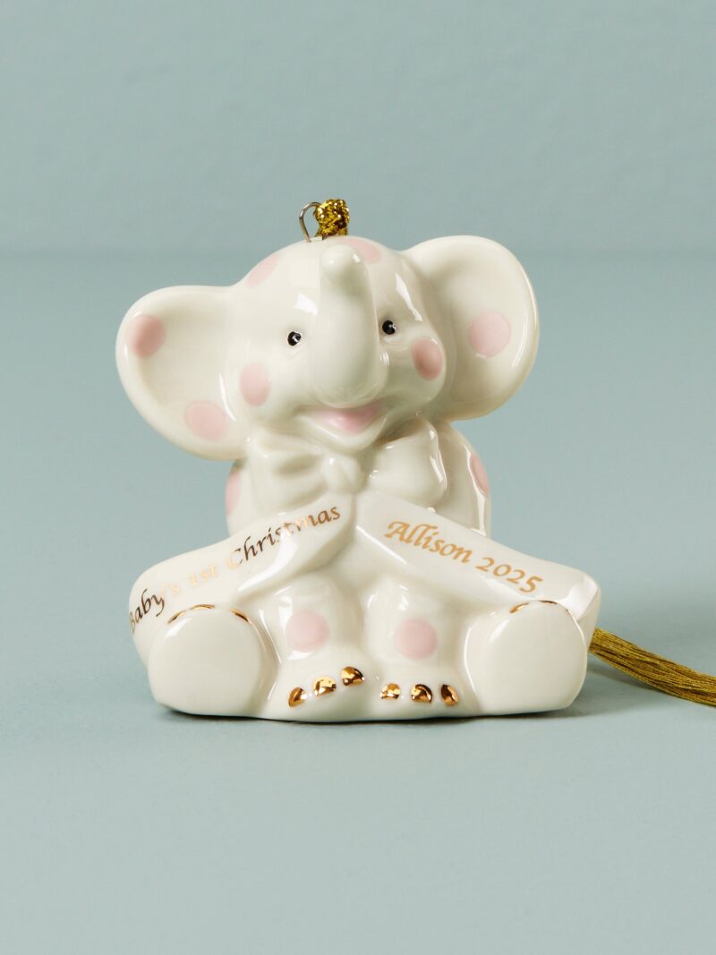 Personalized Pink Elephant Ornament
